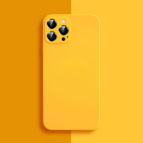 Custodia Silicone Ultra Sottile Morbida 360 Gradi Cover S04 per Apple iPhone 13 Pro Max Giallo