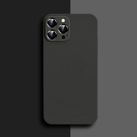 Custodia Silicone Ultra Sottile Morbida 360 Gradi Cover S04 per Apple iPhone 13 Pro Max Nero