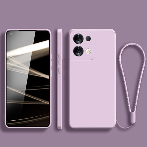 Custodia Silicone Ultra Sottile Morbida 360 Gradi Cover S07 per Oppo Reno8 5G Lavanda