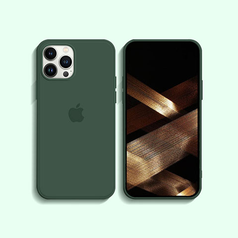 Custodia Silicone Ultra Sottile Morbida 360 Gradi Cover S08 per Apple iPhone 14 Pro Max Verde