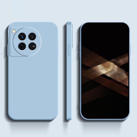 Custodia Silicone Ultra Sottile Morbida 360 Gradi Cover YK1 per OnePlus 12R 5G Cielo Blu