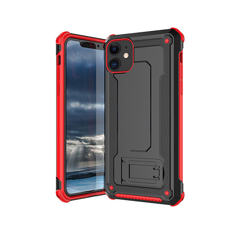 Custodia Silicone Ultra Sottile Morbida 360 Gradi Cover Z01 per Apple iPhone 11 Rosso e Nero