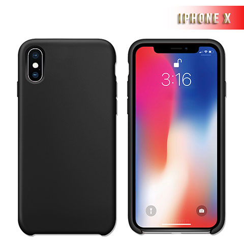 Custodia Silicone Ultra Sottile Morbida 360 Gradi M02 per Apple iPhone X Nero