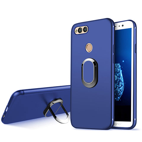 Custodia Silicone Ultra Sottile Morbida con Anello Supporto A01 per Huawei Honor Play 7X Blu