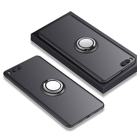 Custodia Silicone Ultra Sottile Morbida con Anello Supporto A02 per Xiaomi Mi Note 3 Nero