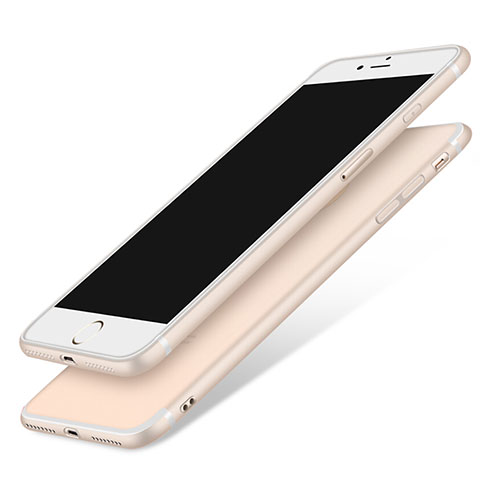 Custodia Silicone Ultra Sottile Morbida con Anello Supporto A04 per Apple iPhone 7 Plus Oro