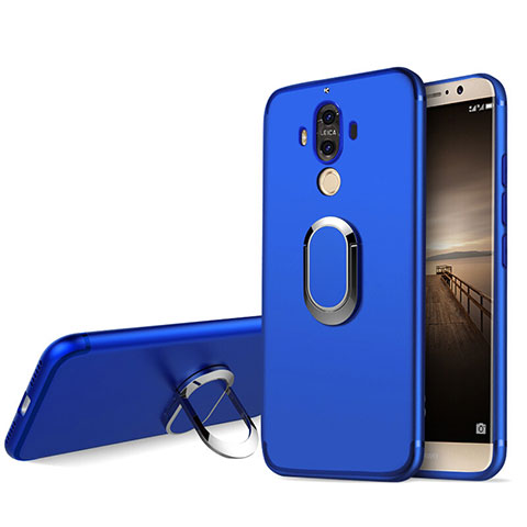 Custodia Silicone Ultra Sottile Morbida con Anello Supporto A04 per Huawei Mate 9 Blu