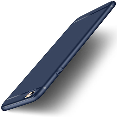 Custodia Silicone Ultra Sottile Morbida con Anello Supporto per Apple iPhone 6S Blu