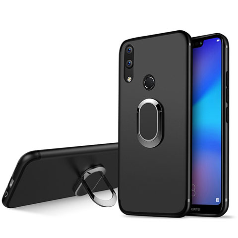 Custodia Silicone Ultra Sottile Morbida con Anello Supporto per Huawei Nova 3e Nero