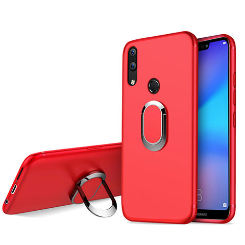 Custodia Silicone Ultra Sottile Morbida con Anello Supporto per Huawei P20 Lite Rosso