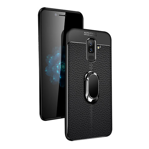 Custodia Silicone Ultra Sottile Morbida con Magnetico Anello Supporto per Samsung Galaxy A9 Star Lite Nero