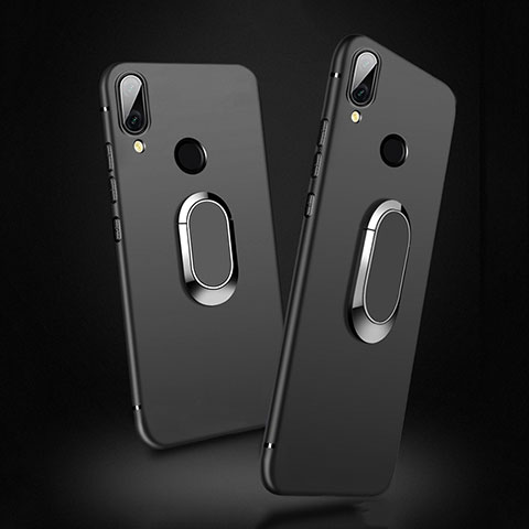 Custodia Silicone Ultra Sottile Morbida con Magnetico Anello Supporto per Xiaomi Redmi 7 Nero