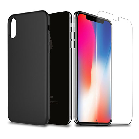 Custodia Silicone Ultra Sottile Morbida con Pellicola Protettiva per Apple iPhone X Nero