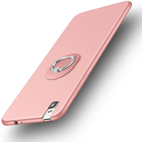 Custodia Silicone Ultra Sottile Morbida Cover con Anello Supporto per Huawei Honor 7i shot X Oro Rosa