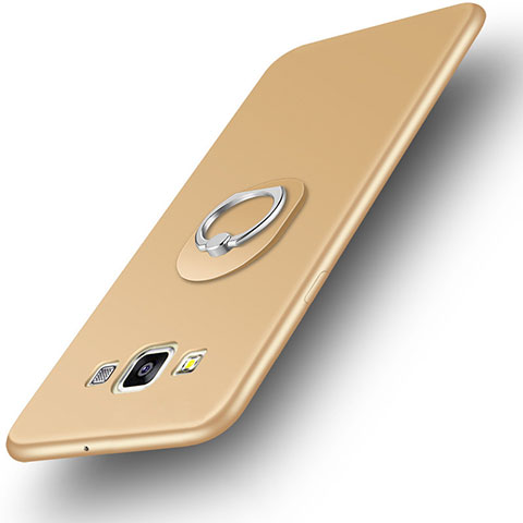 Custodia Silicone Ultra Sottile Morbida Cover con Anello Supporto per Samsung Galaxy A3 Duos SM-A300F Oro