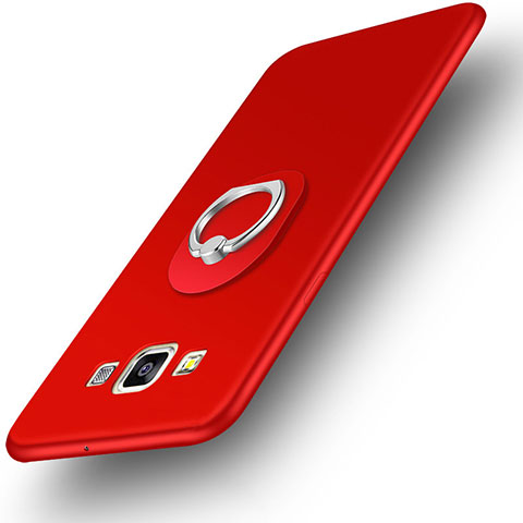 Custodia Silicone Ultra Sottile Morbida Cover con Anello Supporto per Samsung Galaxy A3 SM-300F Rosso