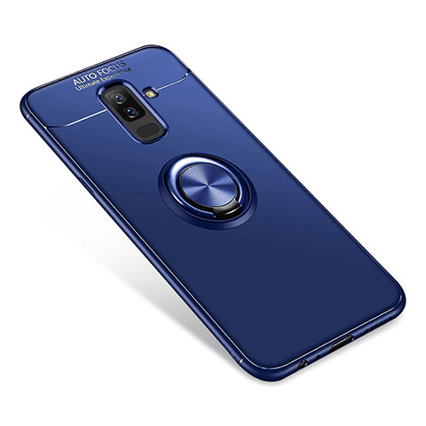 Custodia Silicone Ultra Sottile Morbida Cover con Anello Supporto per Samsung Galaxy A6 Plus (2018) Blu