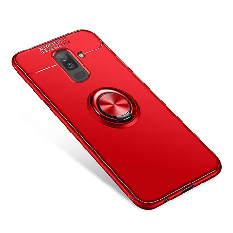 Custodia Silicone Ultra Sottile Morbida Cover con Anello Supporto per Samsung Galaxy A6 Plus (2018) Rosso