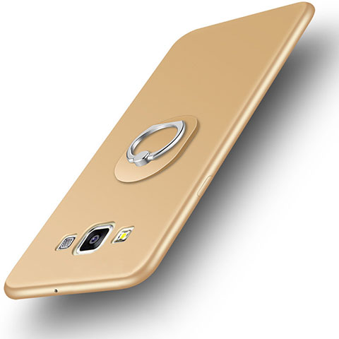 Custodia Silicone Ultra Sottile Morbida Cover con Anello Supporto per Samsung Galaxy DS A300G A300H A300M Oro