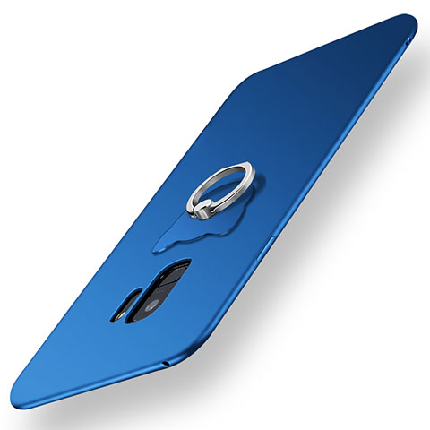 Custodia Silicone Ultra Sottile Morbida Cover con Anello Supporto per Samsung Galaxy S9 Blu