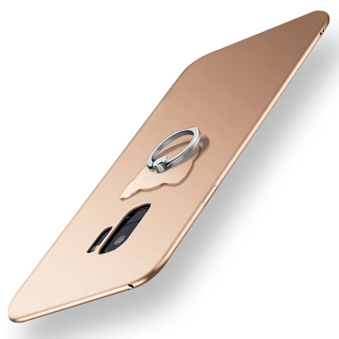 Custodia Silicone Ultra Sottile Morbida Cover con Anello Supporto per Samsung Galaxy S9 Oro