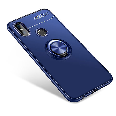 Custodia Silicone Ultra Sottile Morbida Cover con Anello Supporto per Xiaomi Mi 6X Blu