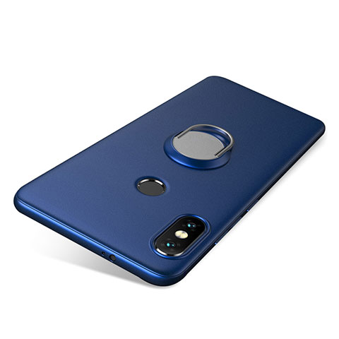 Custodia Silicone Ultra Sottile Morbida Cover con Anello Supporto per Xiaomi Redmi Note 5 AI Dual Camera Blu