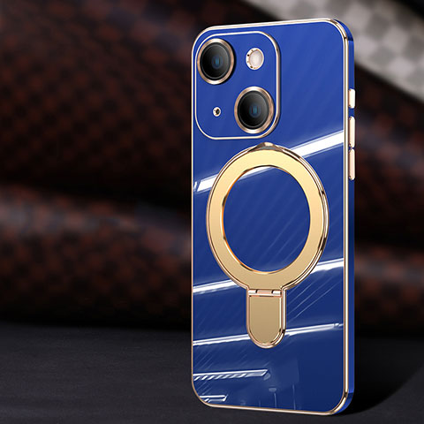 Custodia Silicone Ultra Sottile Morbida Cover con Mag-Safe Magnetic C01 per Apple iPhone 14 Plus Blu