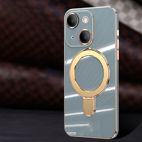 Custodia Silicone Ultra Sottile Morbida Cover con Mag-Safe Magnetic C01 per Apple iPhone 14 Plus Grigio