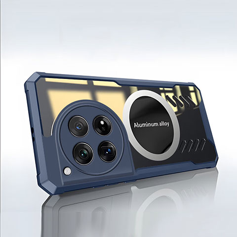 Custodia Silicone Ultra Sottile Morbida Cover con Mag-Safe Magnetic P01 per OnePlus 12 5G Blu