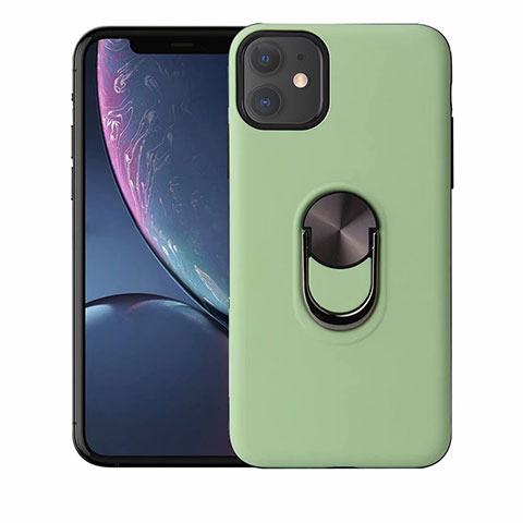 Custodia Silicone Ultra Sottile Morbida Cover con Magnetico Anello Supporto A01 per Apple iPhone 11 Verde