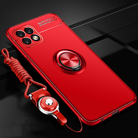Custodia Silicone Ultra Sottile Morbida Cover con Magnetico Anello Supporto A01 per Huawei Enjoy 20 5G Rosso
