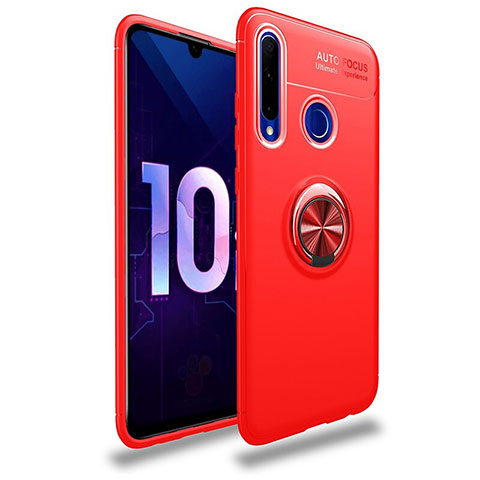 Custodia Silicone Ultra Sottile Morbida Cover con Magnetico Anello Supporto A01 per Huawei Honor 20i Rosso