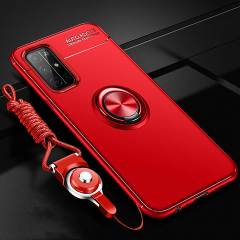 Custodia Silicone Ultra Sottile Morbida Cover con Magnetico Anello Supporto A01 per Huawei Honor 30S Rosso