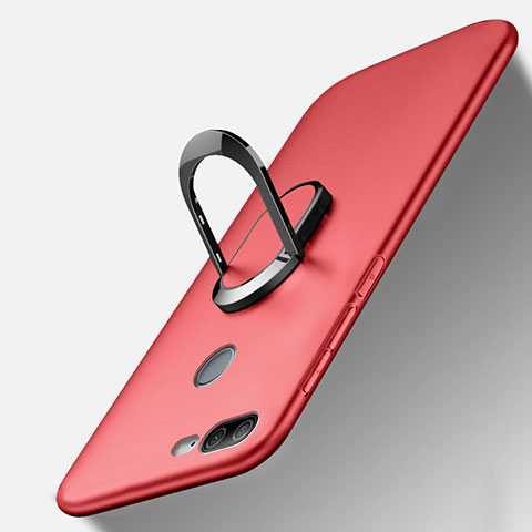 Custodia Silicone Ultra Sottile Morbida Cover con Magnetico Anello Supporto A01 per Huawei Honor 9 Lite Rosso