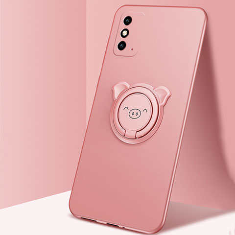 Custodia Silicone Ultra Sottile Morbida Cover con Magnetico Anello Supporto A01 per Huawei Honor X10 Max 5G Oro Rosa