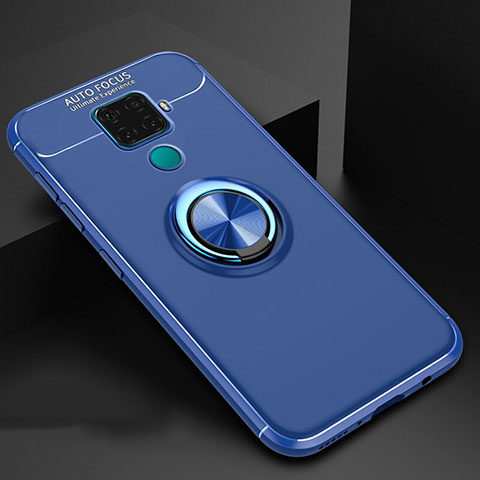Custodia Silicone Ultra Sottile Morbida Cover con Magnetico Anello Supporto A01 per Huawei Mate 30 Lite Blu