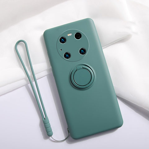 Custodia Silicone Ultra Sottile Morbida Cover con Magnetico Anello Supporto A01 per Huawei Mate 40 Pro Verde Notte