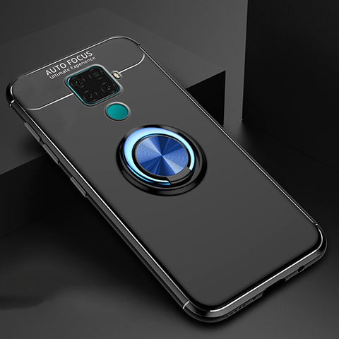 Custodia Silicone Ultra Sottile Morbida Cover con Magnetico Anello Supporto A01 per Huawei Nova 5i Pro Blu e Nero