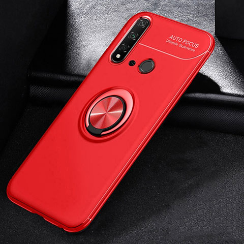 Custodia Silicone Ultra Sottile Morbida Cover con Magnetico Anello Supporto A01 per Huawei Nova 5i Rosso