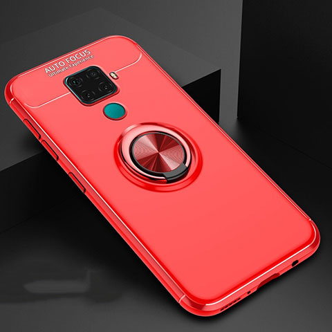 Custodia Silicone Ultra Sottile Morbida Cover con Magnetico Anello Supporto A01 per Huawei Nova 5z Rosso