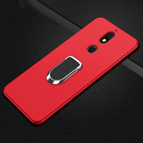 Custodia Silicone Ultra Sottile Morbida Cover con Magnetico Anello Supporto A01 per Nokia 7 Plus Rosso
