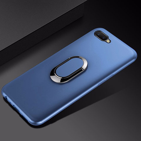 Custodia Silicone Ultra Sottile Morbida Cover con Magnetico Anello Supporto A01 per Oppo K1 Blu