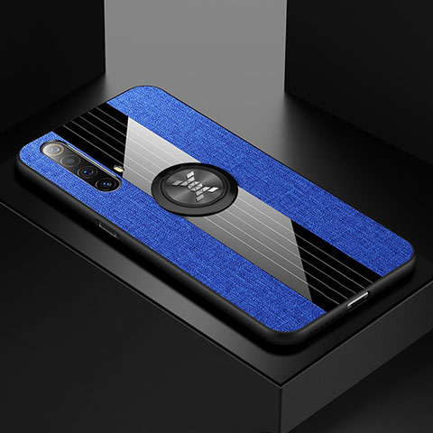 Custodia Silicone Ultra Sottile Morbida Cover con Magnetico Anello Supporto A01 per Realme X3 SuperZoom Blu