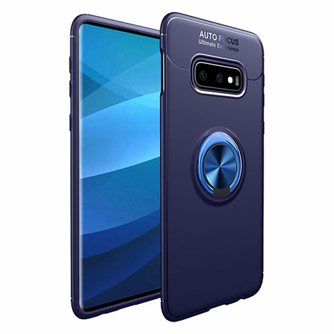 Custodia Silicone Ultra Sottile Morbida Cover con Magnetico Anello Supporto A01 per Samsung Galaxy S10 5G Blu