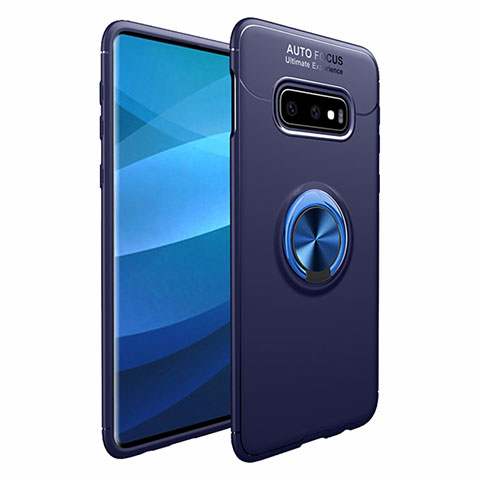 Custodia Silicone Ultra Sottile Morbida Cover con Magnetico Anello Supporto A01 per Samsung Galaxy S10 Plus Blu