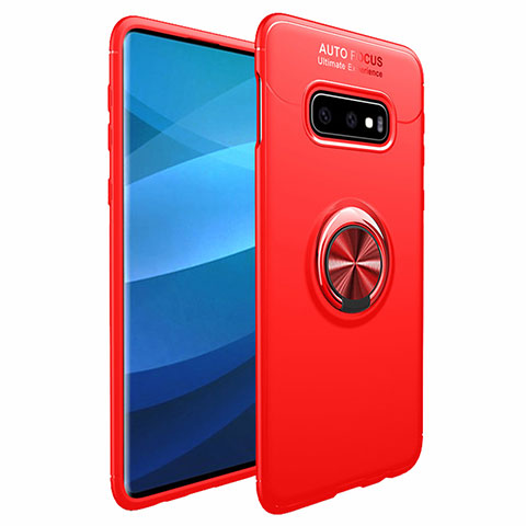 Custodia Silicone Ultra Sottile Morbida Cover con Magnetico Anello Supporto A01 per Samsung Galaxy S10 Plus Rosso