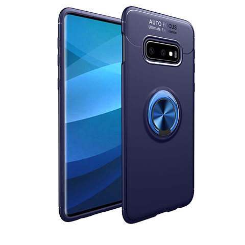 Custodia Silicone Ultra Sottile Morbida Cover con Magnetico Anello Supporto A01 per Samsung Galaxy S10e Blu