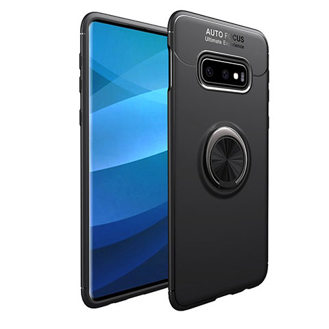 Custodia Silicone Ultra Sottile Morbida Cover con Magnetico Anello Supporto A01 per Samsung Galaxy S10e Nero