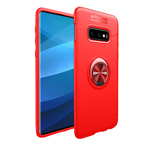 Custodia Silicone Ultra Sottile Morbida Cover con Magnetico Anello Supporto A01 per Samsung Galaxy S10e Rosso